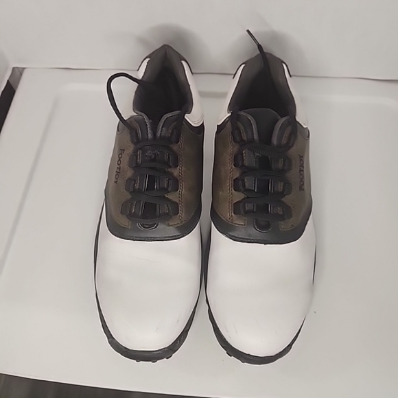 FootJoy GreenJoy Mens Soft Spikes Golf Shoes 45516 White Brown Leather Size 12 - Picture 11 of 11